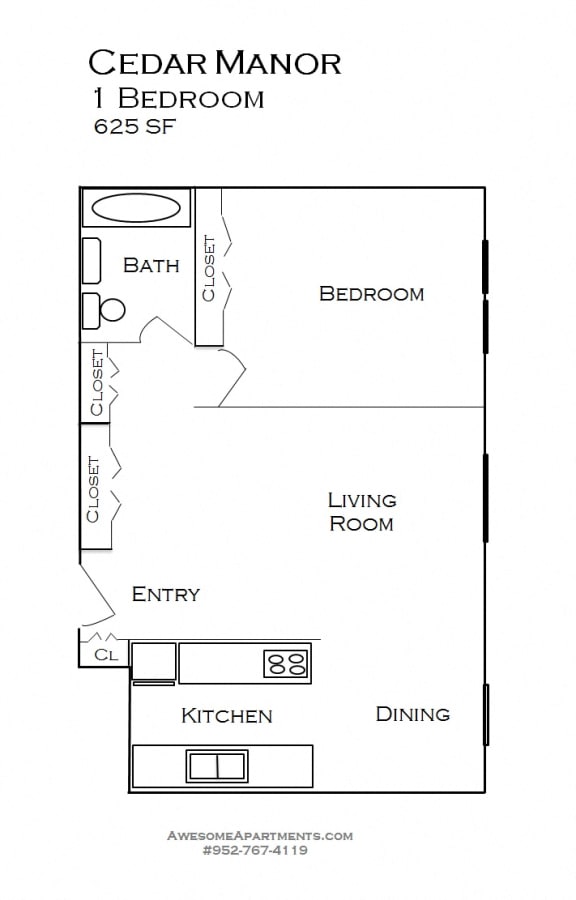 Floor Plans of Cedar Manor Apartments in Bloomington, MN